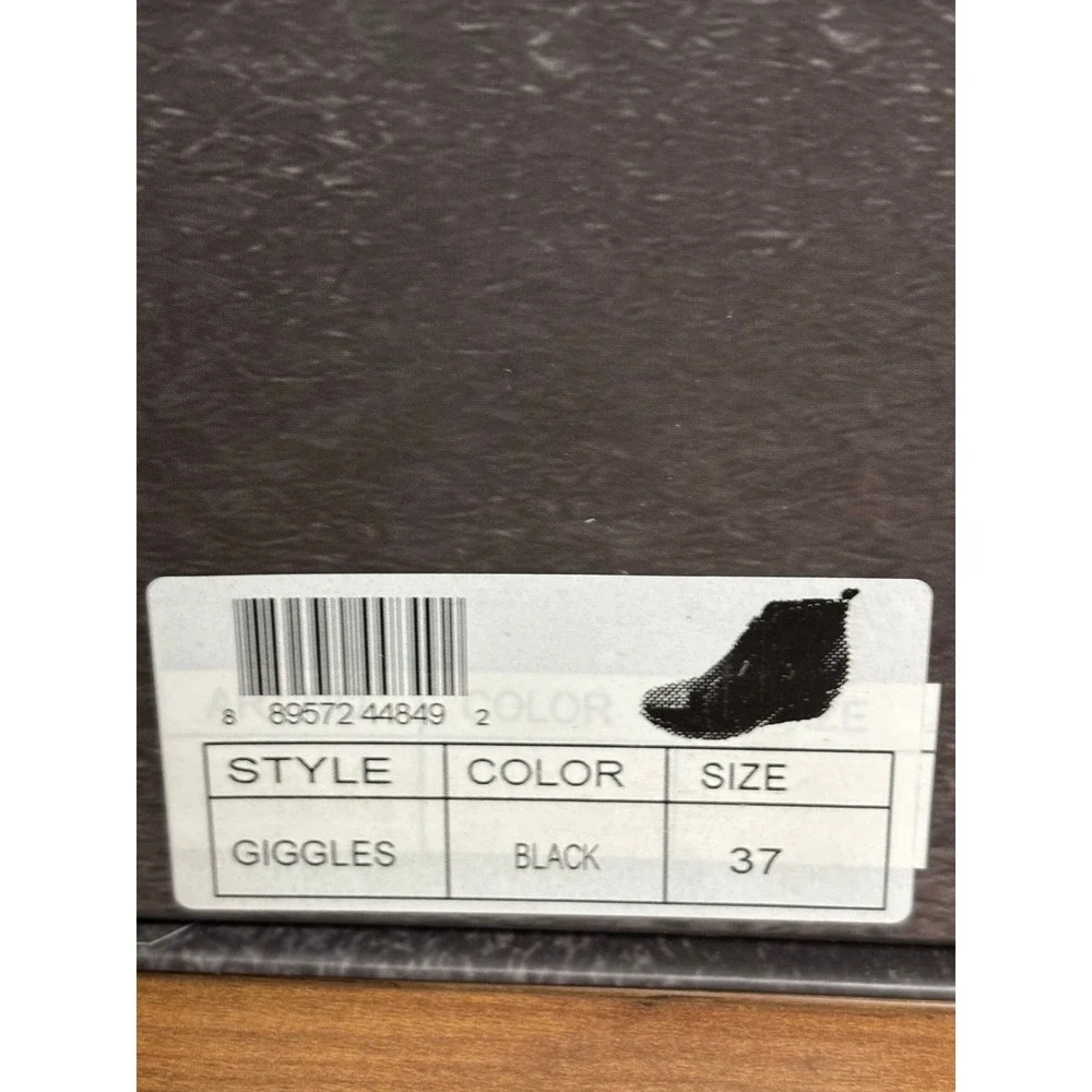 Bernie Mev Giggles Black Ankle Boots Wedge Heel Size 37 US 6-6.5